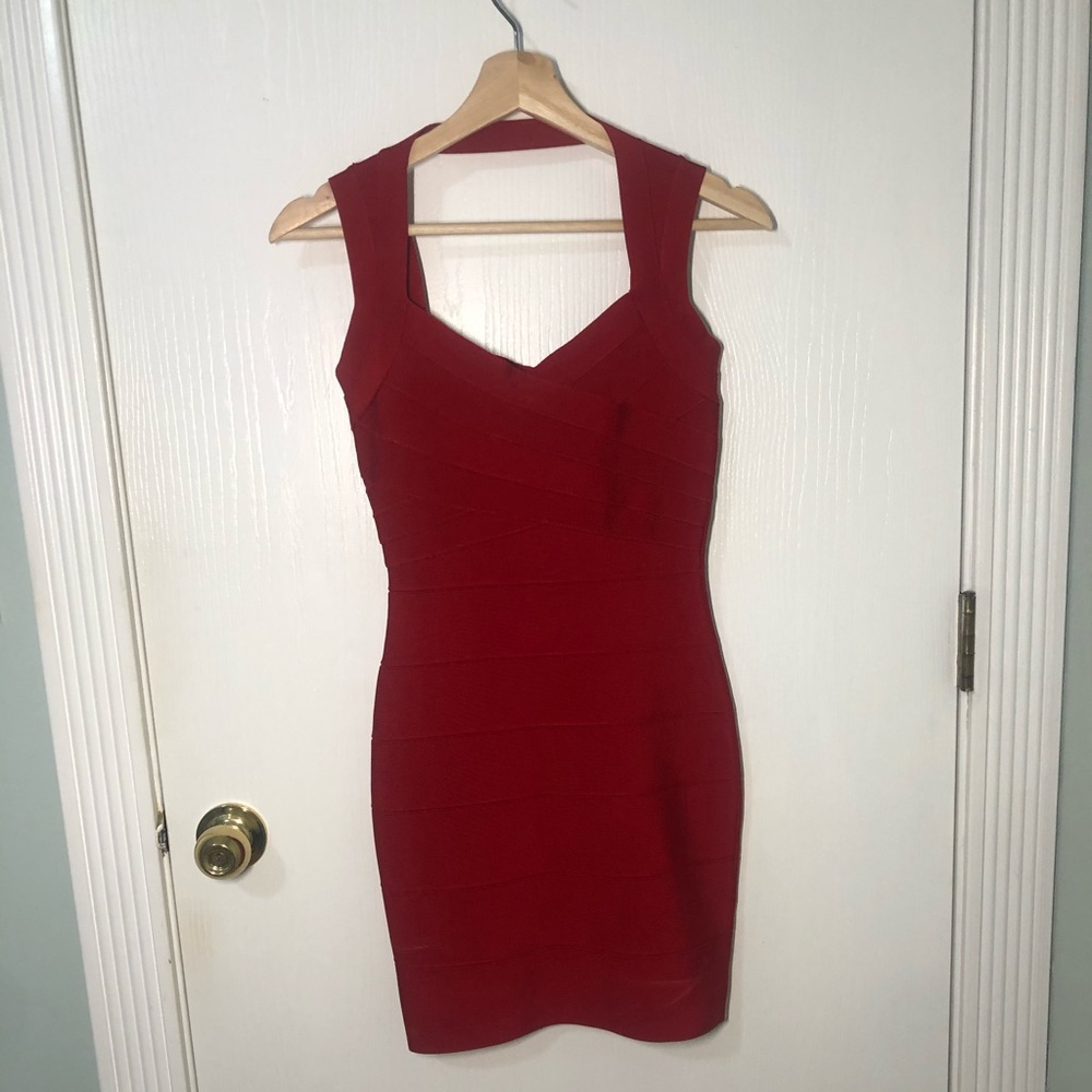 Hot Miami Styles Red thick bandage mini dress NWT